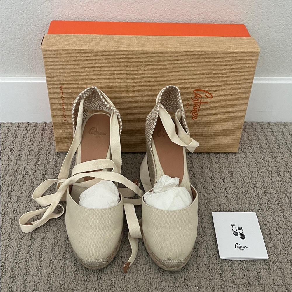 Castaner Cream Espadrille Wedge Shoes - Picture 2 of 8